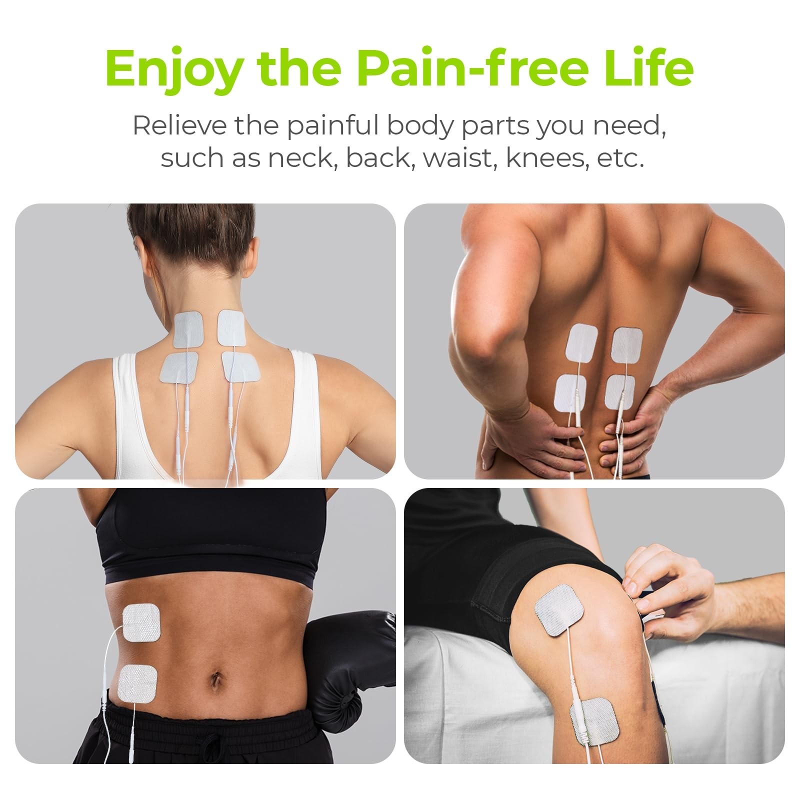 Reusable 2″x2″ TENS Unit Electrode Pads – 48 Pcs, Latex-Free, Self-Adhesive, Com