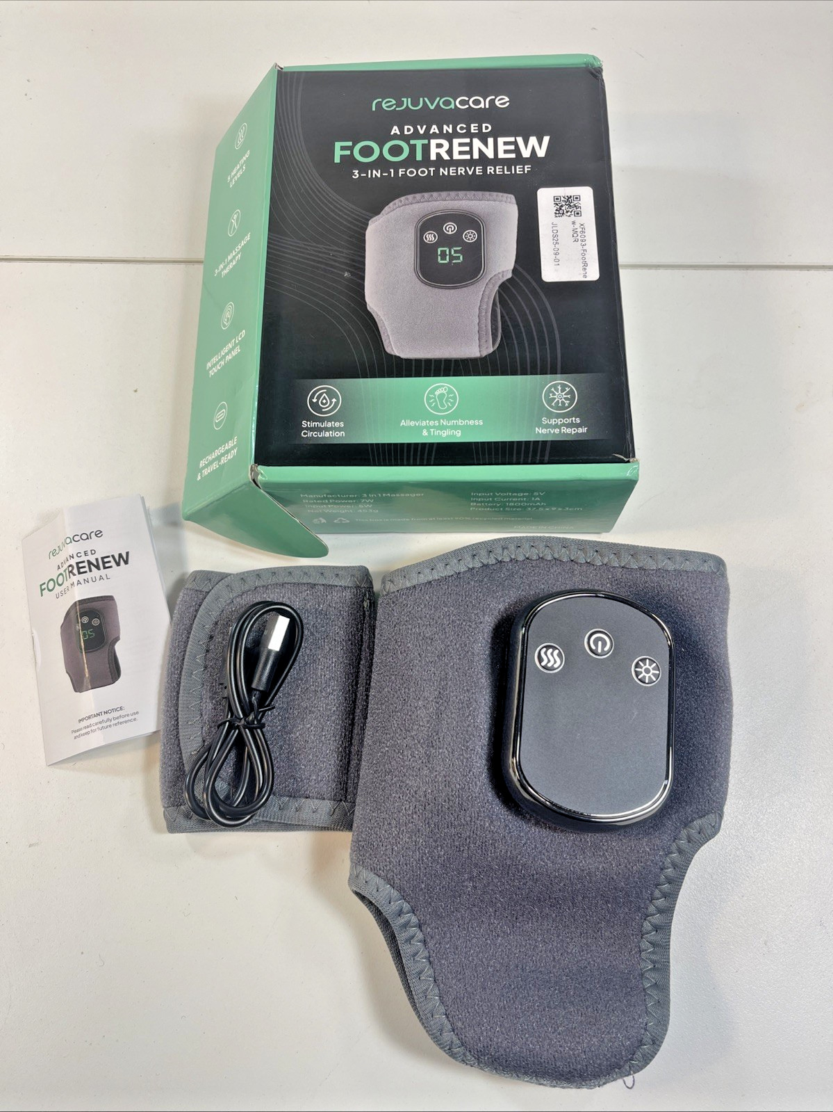Rejuvacare Foot Renew 3-In-1 Foot and Ankle Massager Stimulator Nerve Relief