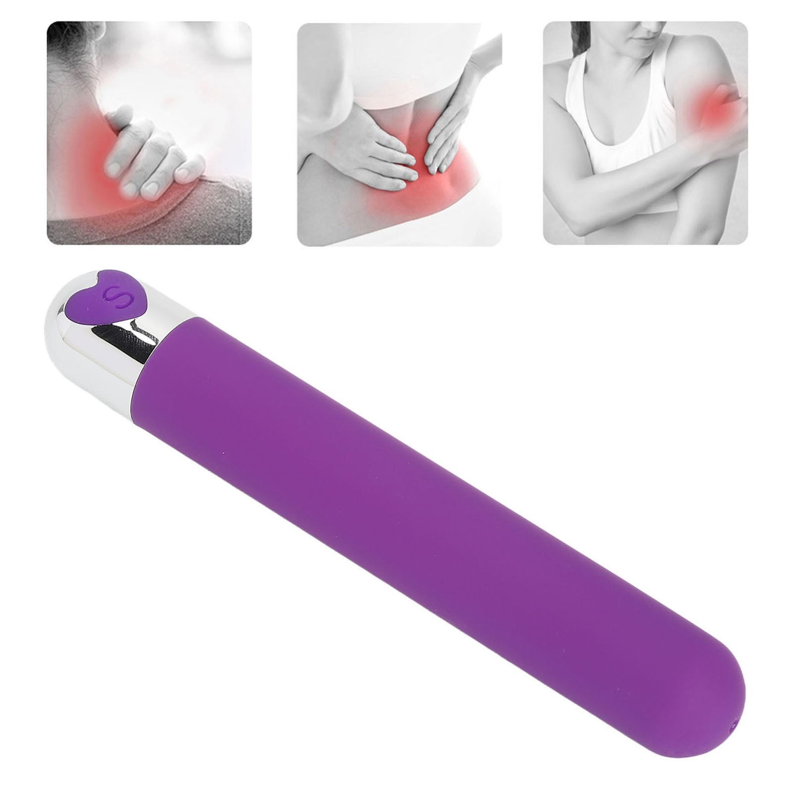 Handheld Massager Wand Rechargeable Reduce Relax Muscles Pain Deep Tissue Purple