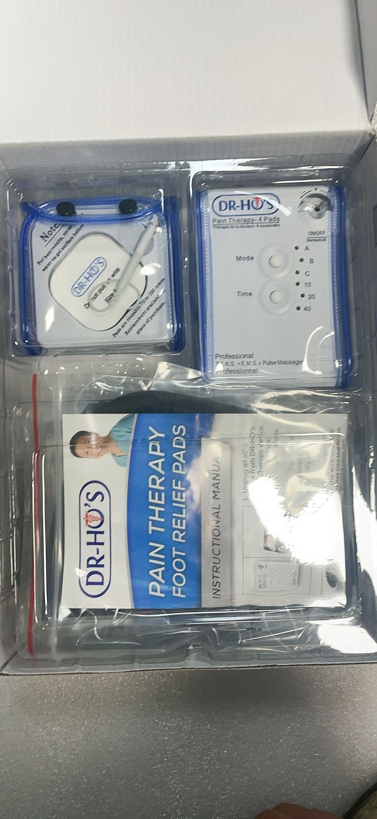 NEW! DR-HO’S Pain Therapy System 4-Pad TENS Device T.E.N.S Relief Massager