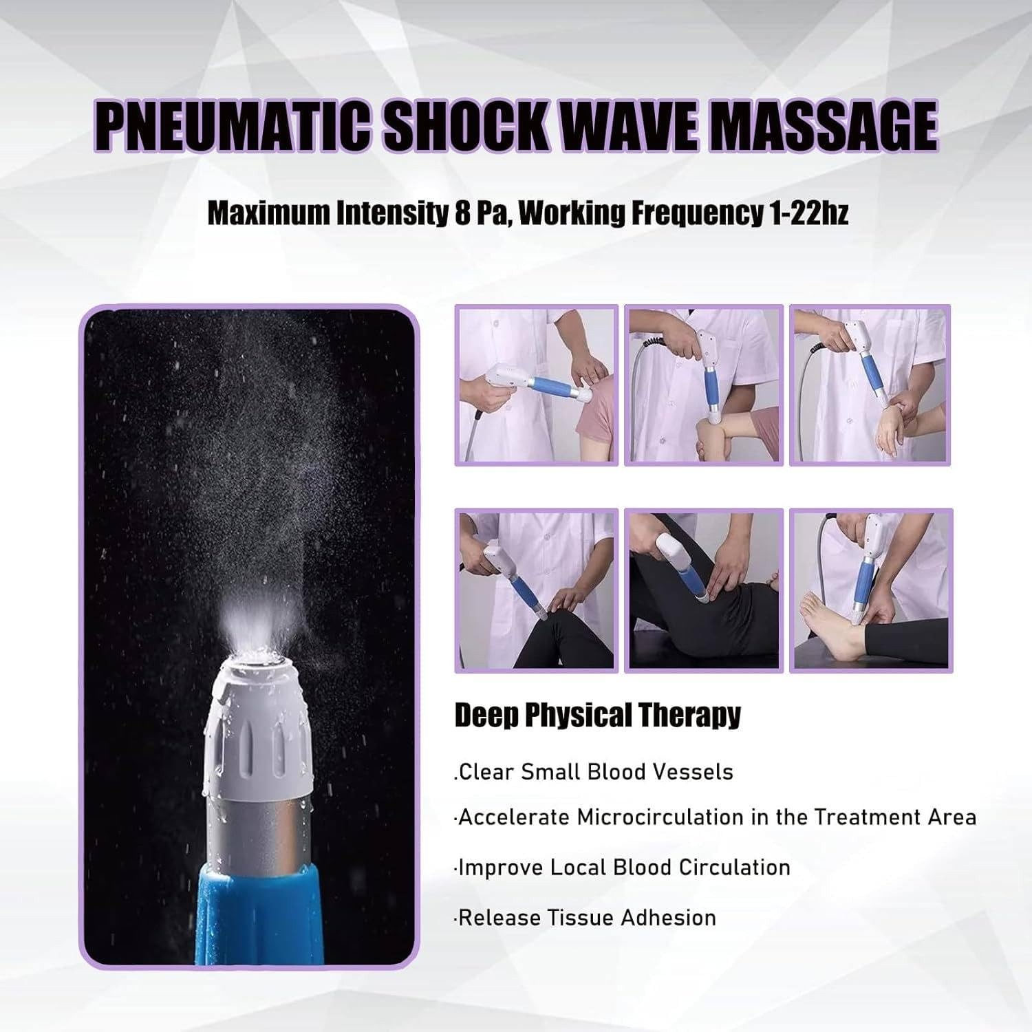 8Bar Shockwave ED Therapy Pneumatic Shock Wave Machine Body Pain Relief Massage