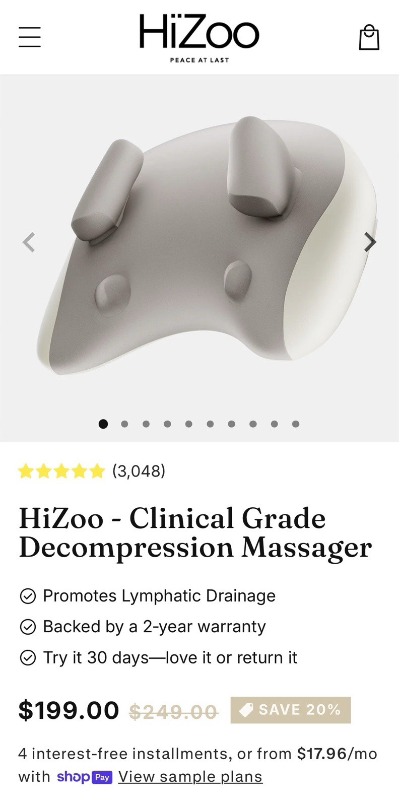 HiZoo Pillow Type Neck & Shoulder Massager – NEW In Open Box