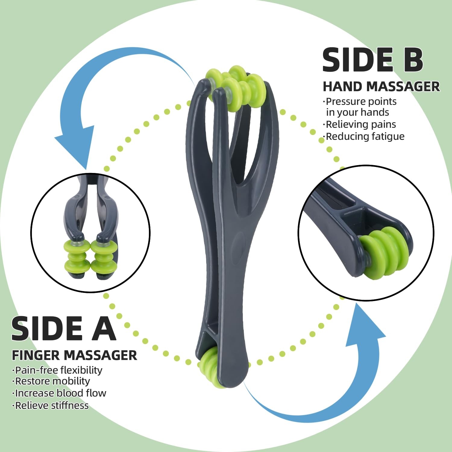 cotsoco 2-in-1 Finger Massager Roller for Pain Relief, Stress, Arthritis & Ci…