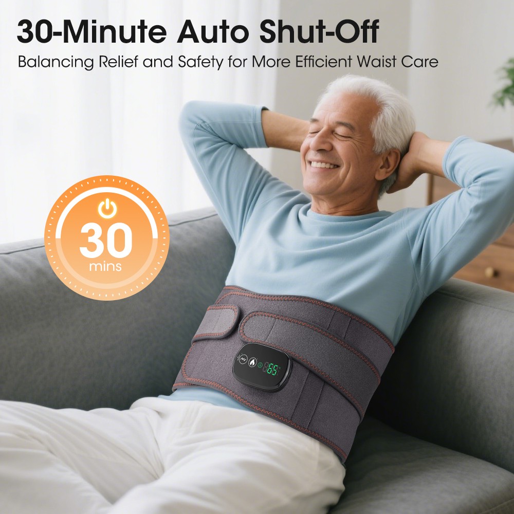 Red Light Heating Vibration Back Massager Lumbar Belt for Lower Back Pain Relief