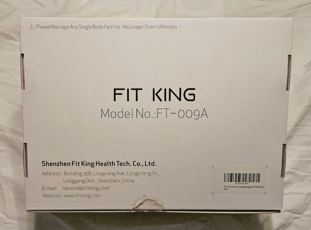 Fit King Air Compression Leg Massager FT-009A 2 Modes 3 Intensity Low Noise NEW