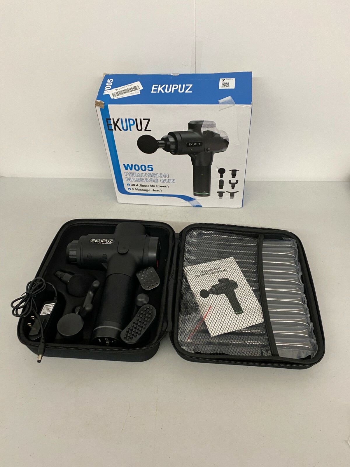 Ekupuz W005 Percussion Massage Gun 30 Adjustable Speeds 6 Massage Heads