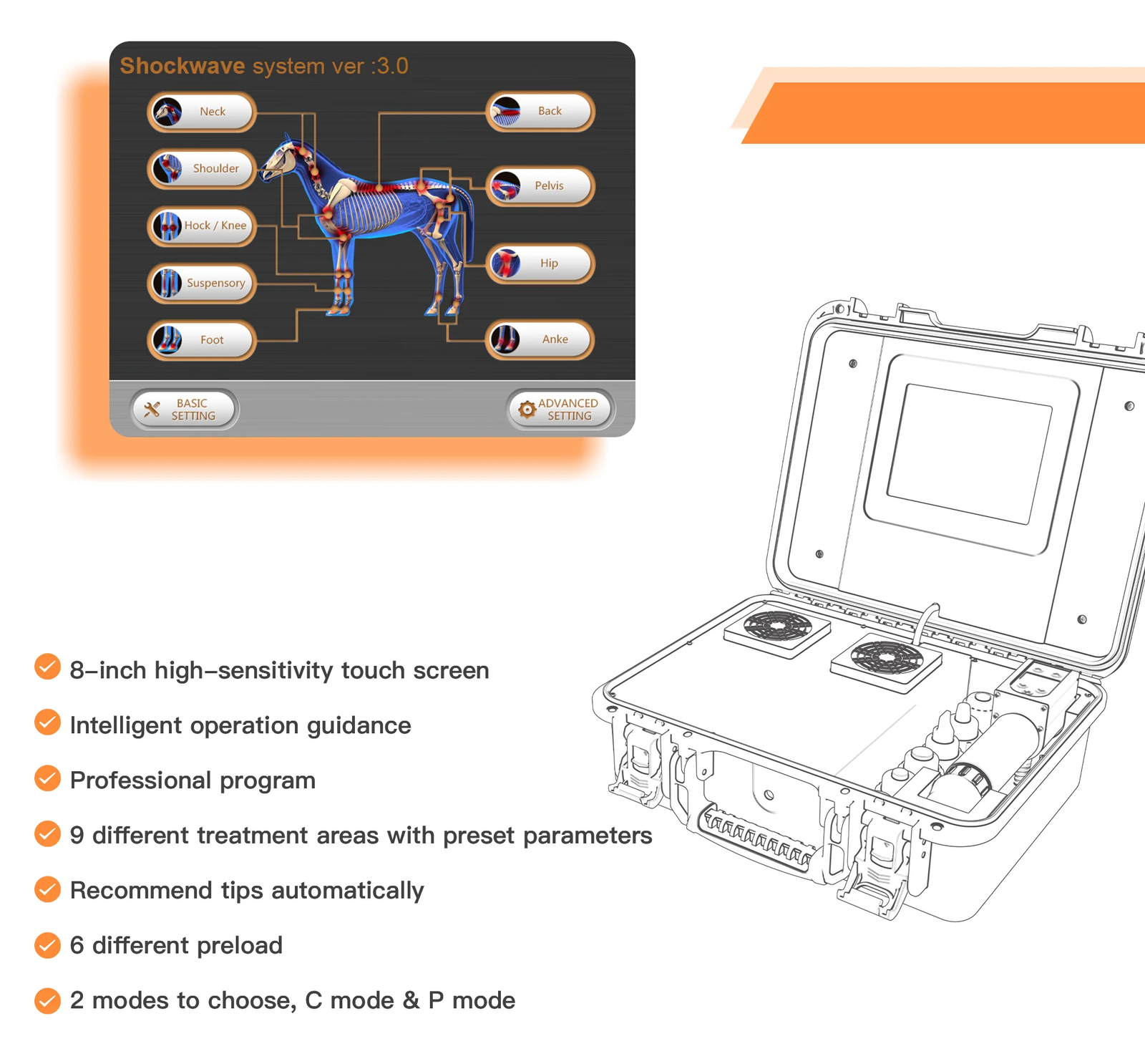 Equine Veterinary Electromagnetic Shockwave Therapy Device For Pain Relief Shock