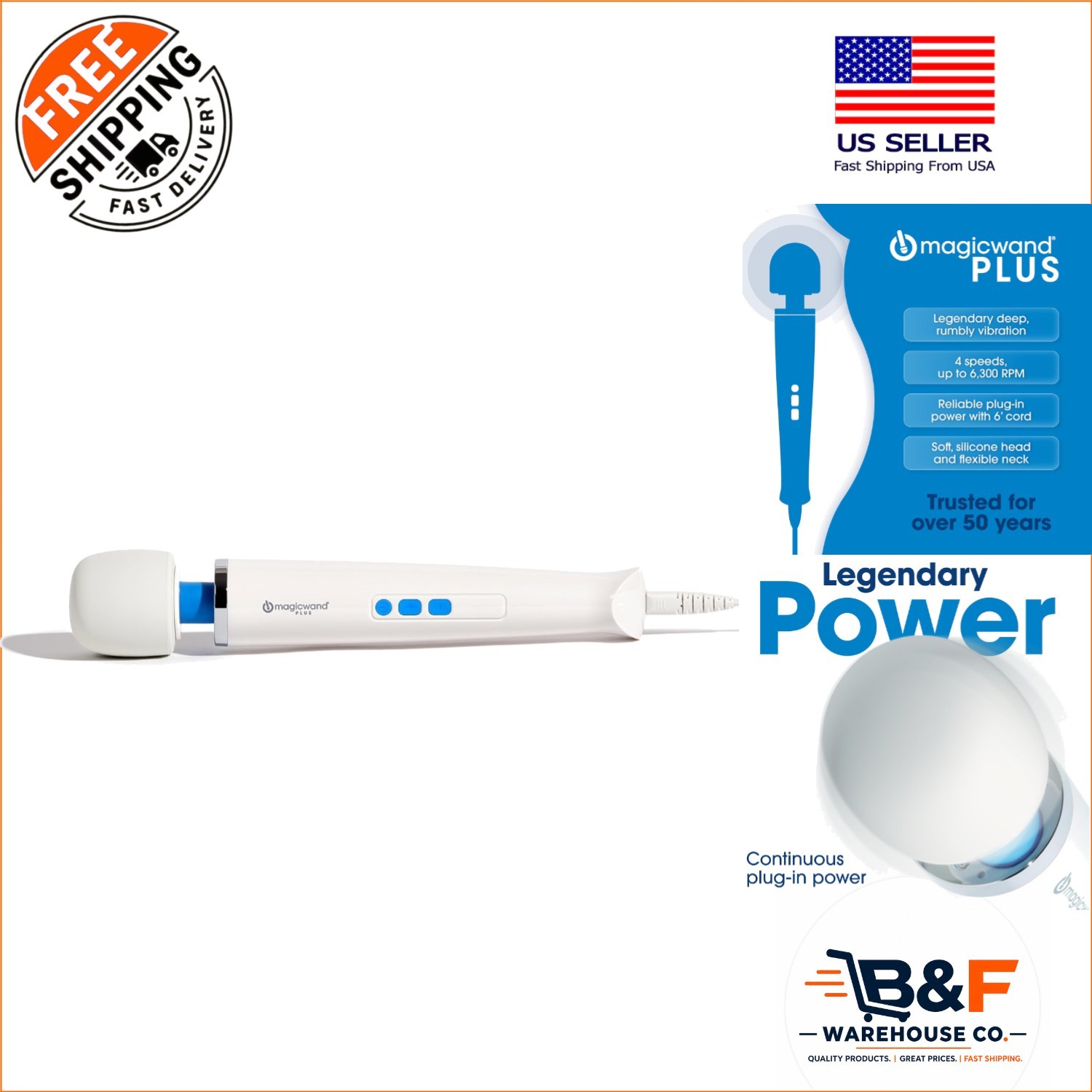 Stylish Plus 4-Speed Massager with Ergonomic Handle – Ideal for Deep Relaxation
