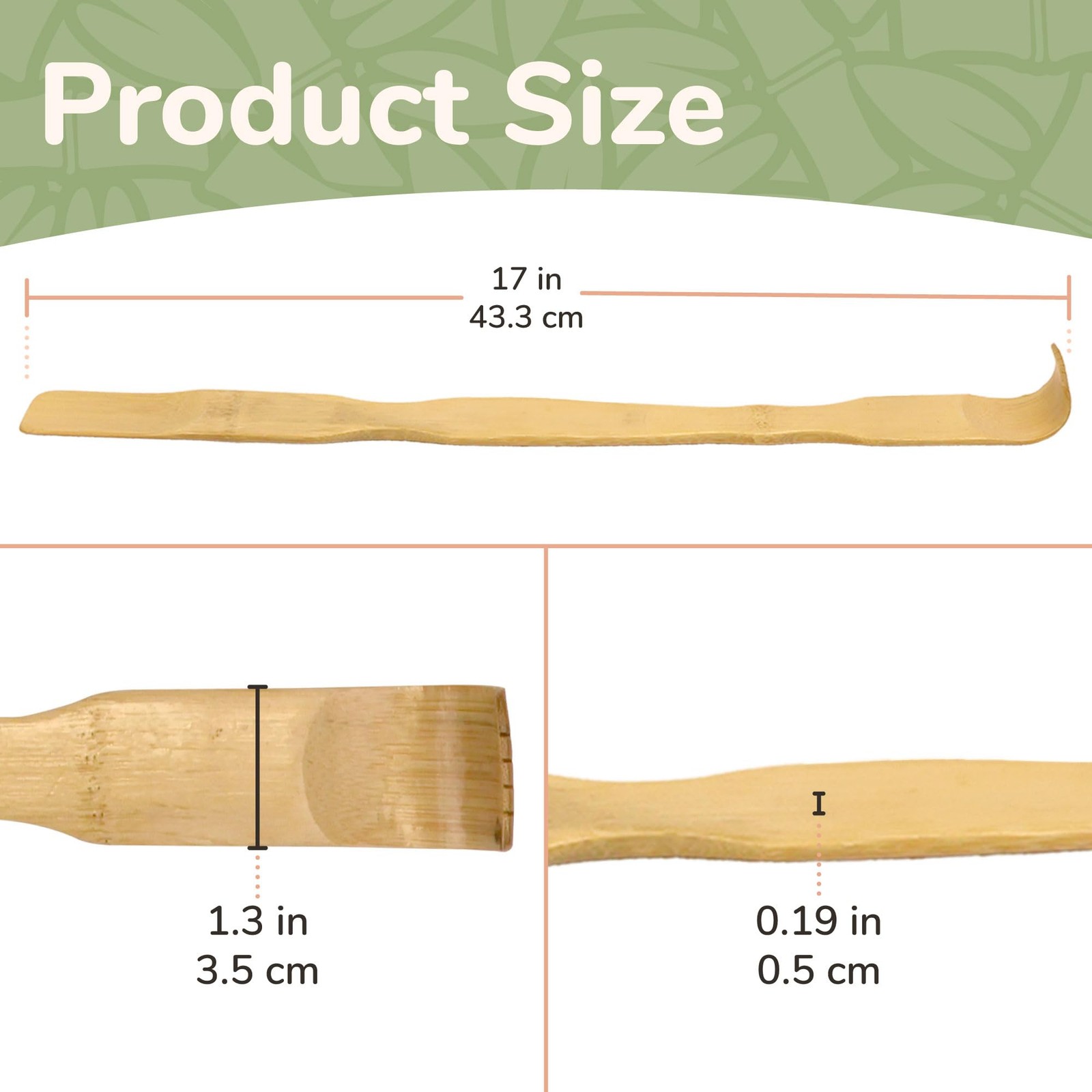 17.5″ Combination Bamboo Back Scratcher Shoe Horn Backscratcher Shoehorn