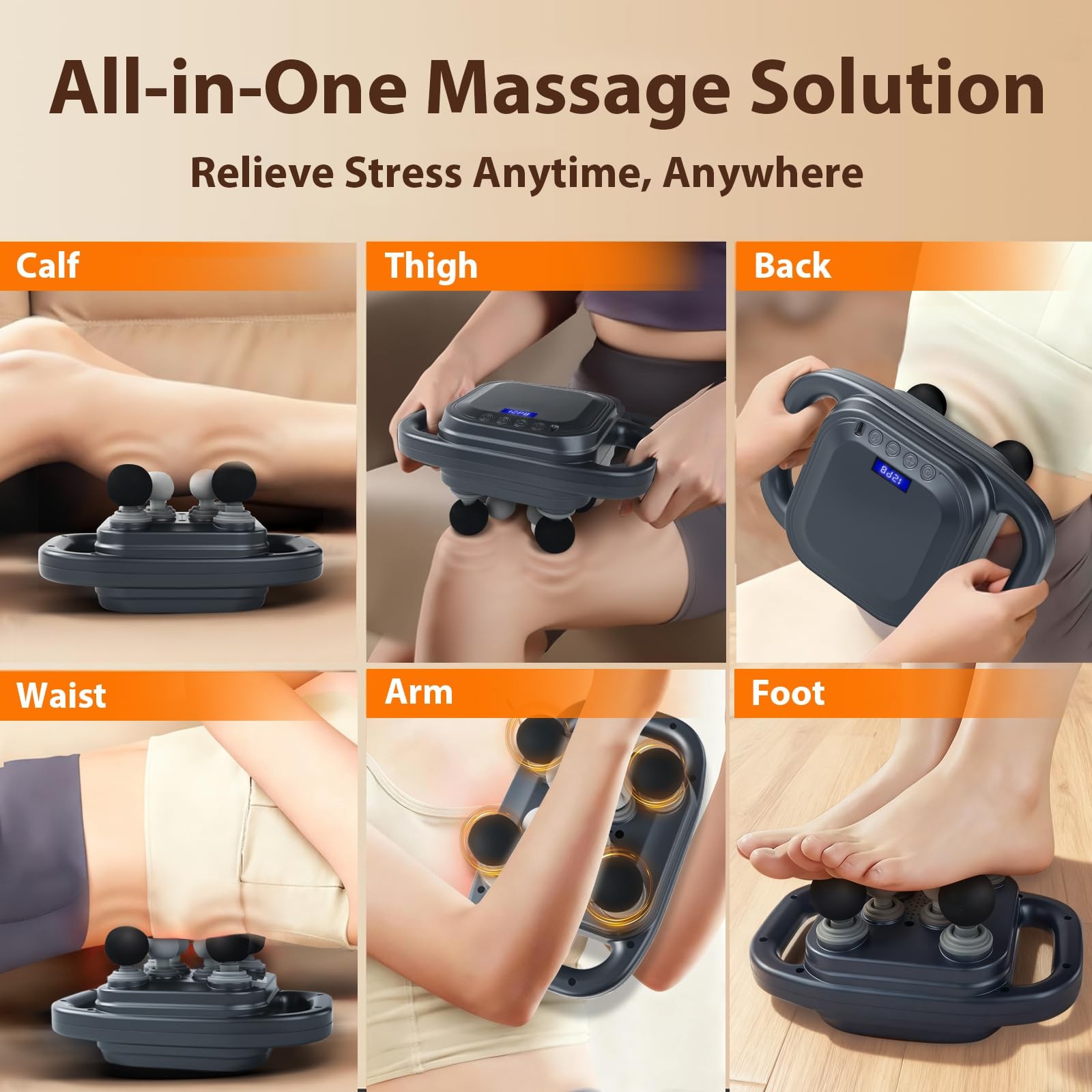 grnpeak 8 Head Massage Gun Deep Tissue,Back Massager for Pain Relief Grey