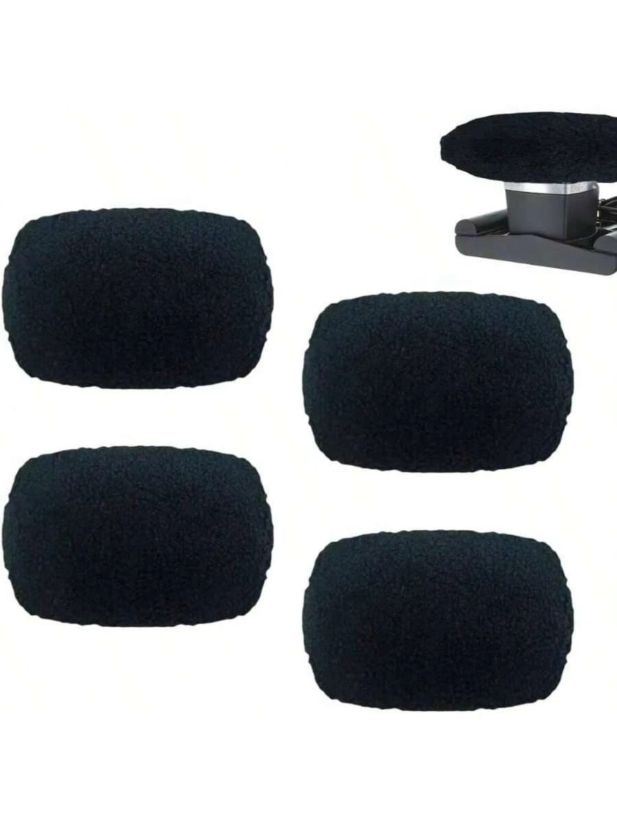 4Pcs Black Massager Cover Soft Fleece Pad Washable Reusable