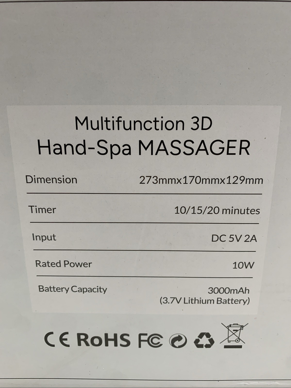 Belhope Pro Hand Massager FE-0163 Multifunction 3D Hand-Spa Massager 10W White