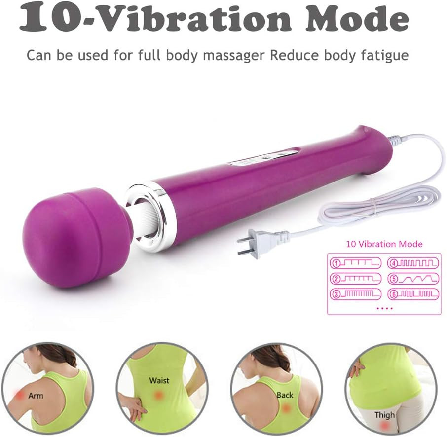 10 Speeds Wired Powerful Handheld Massager with Strong Vibrations, Personal Ther