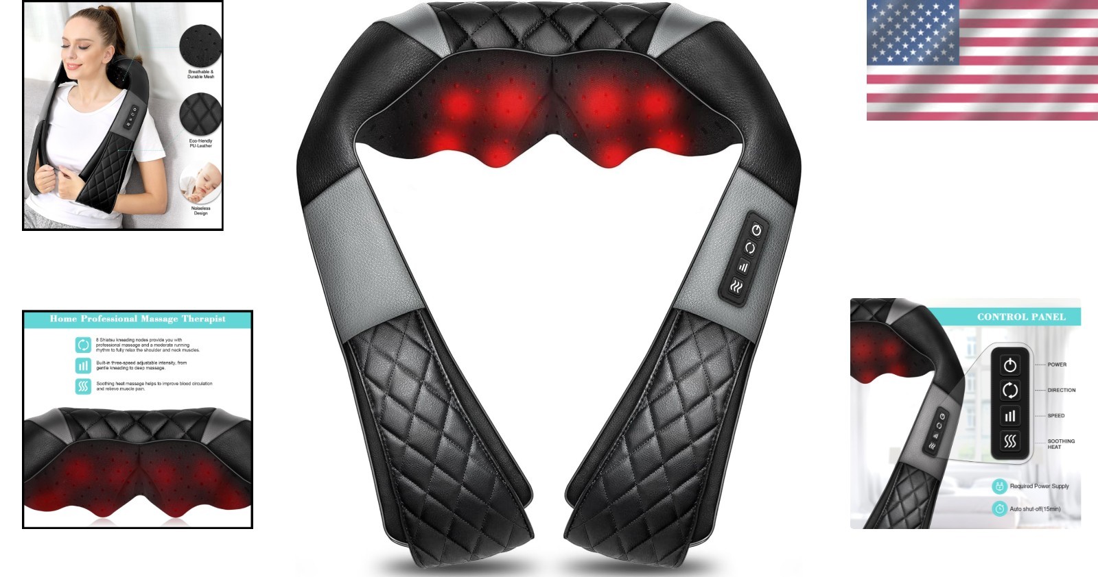 Portable Shiatsu Neck Massager with Bi-Directional Control – Pain Relief at Home