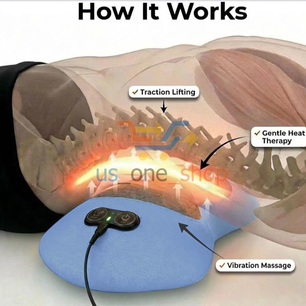 3-In-1 Electric Lumbar Support Pillow Smooth Spine Triple Fusion Back Massager