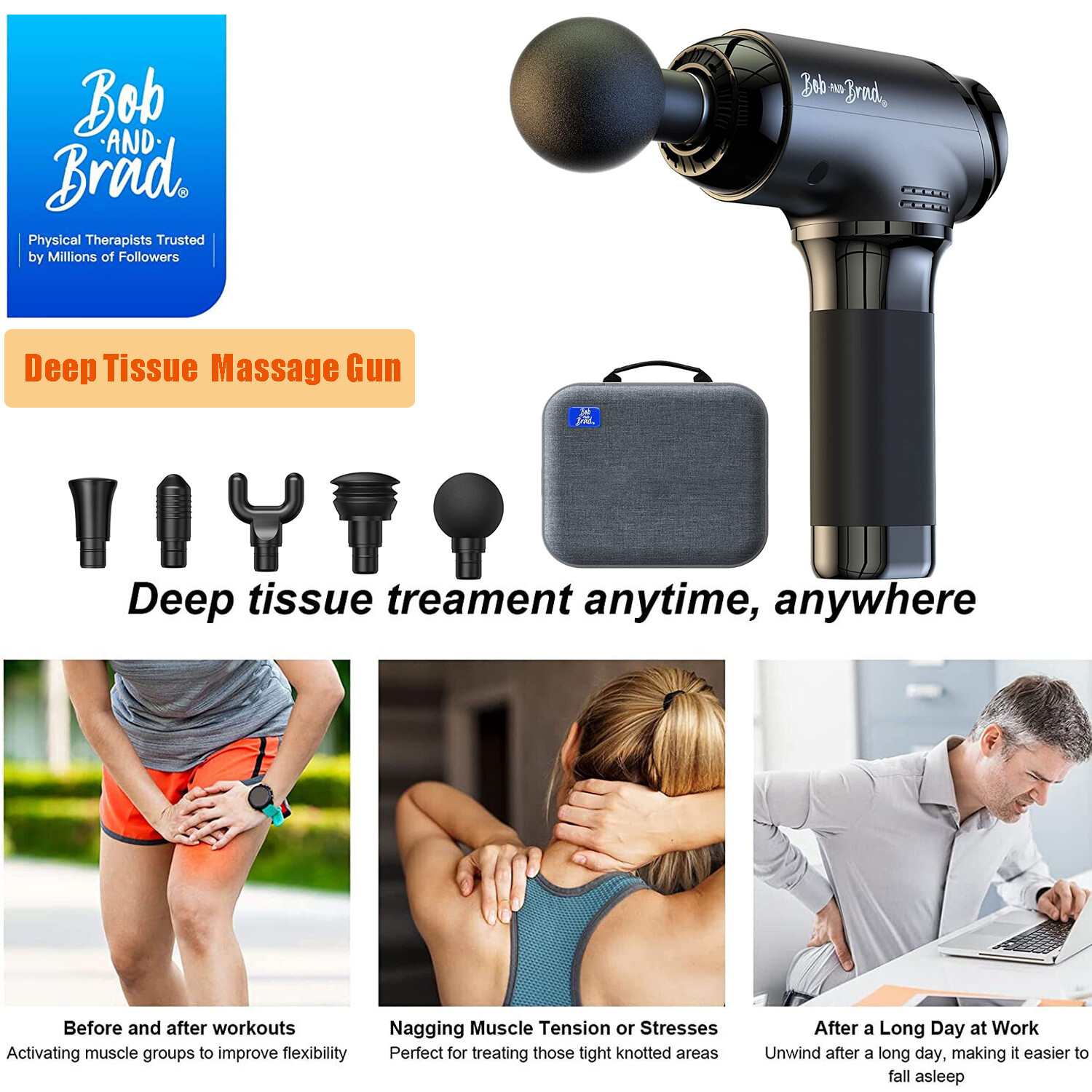 BOB AND BRAD T2 Massage Gun Sport Gym Muscle Pain Relief Poweful Massager Gun
