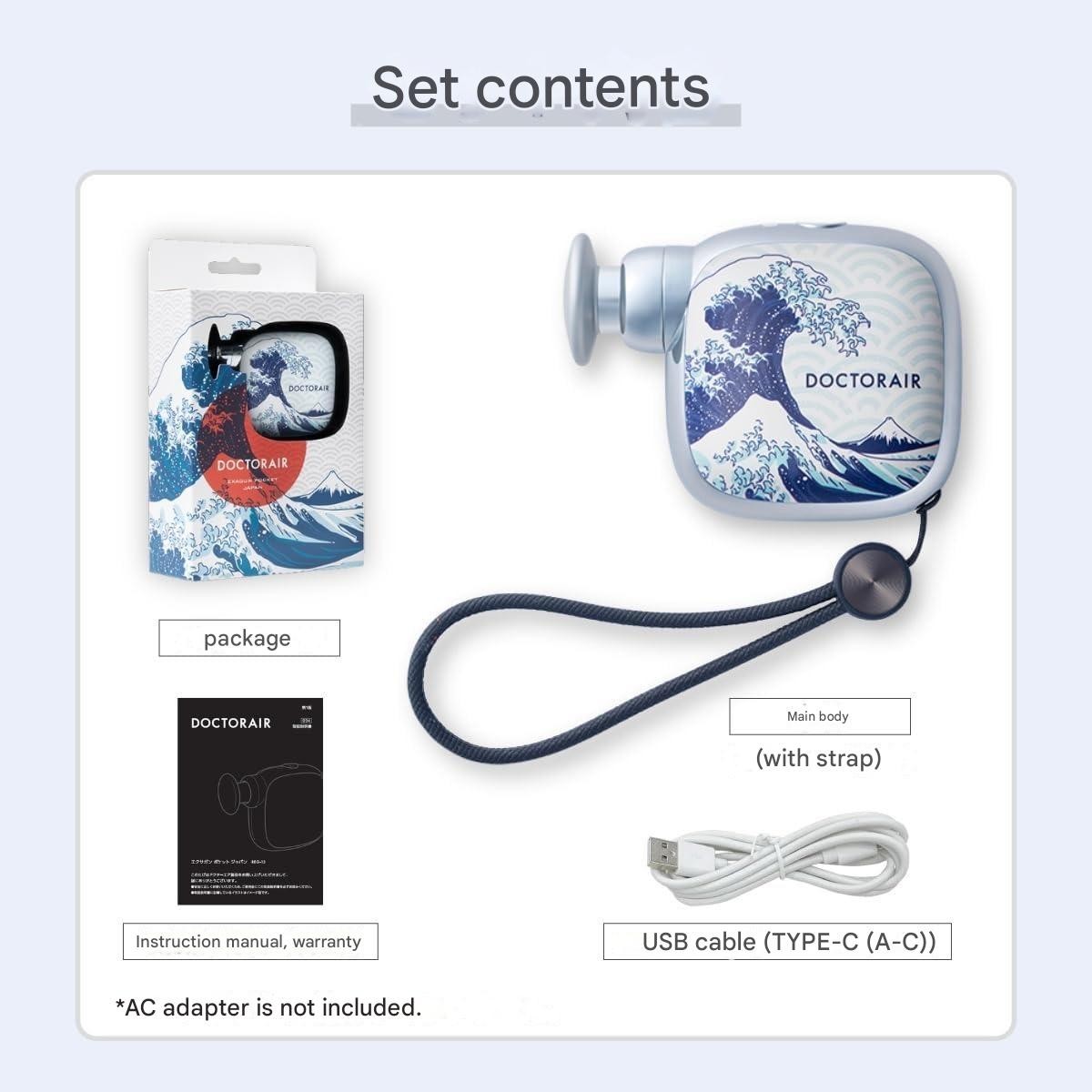 DOCTOR AIR Exagun Pocket REG-13-GW Fascia Release Massage Gun Great Wave Design