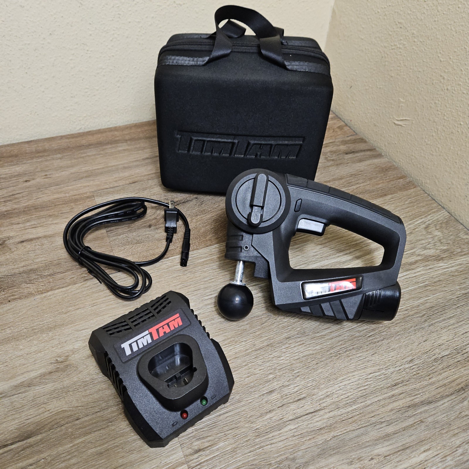 Tim Tam Black Power Massager Deep Tissue Cordless With Charger & Caring Case
