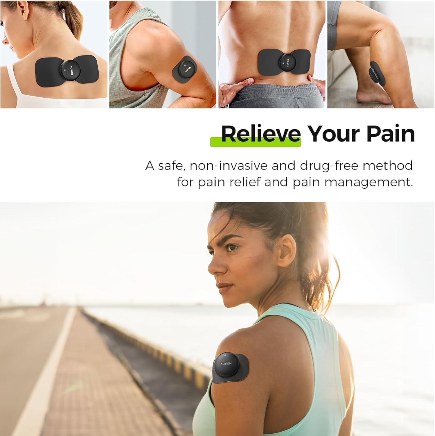 AUVON Wireless TENS Unit 24 Modes Muscle Stimulator Shoulder Back Pain Relief