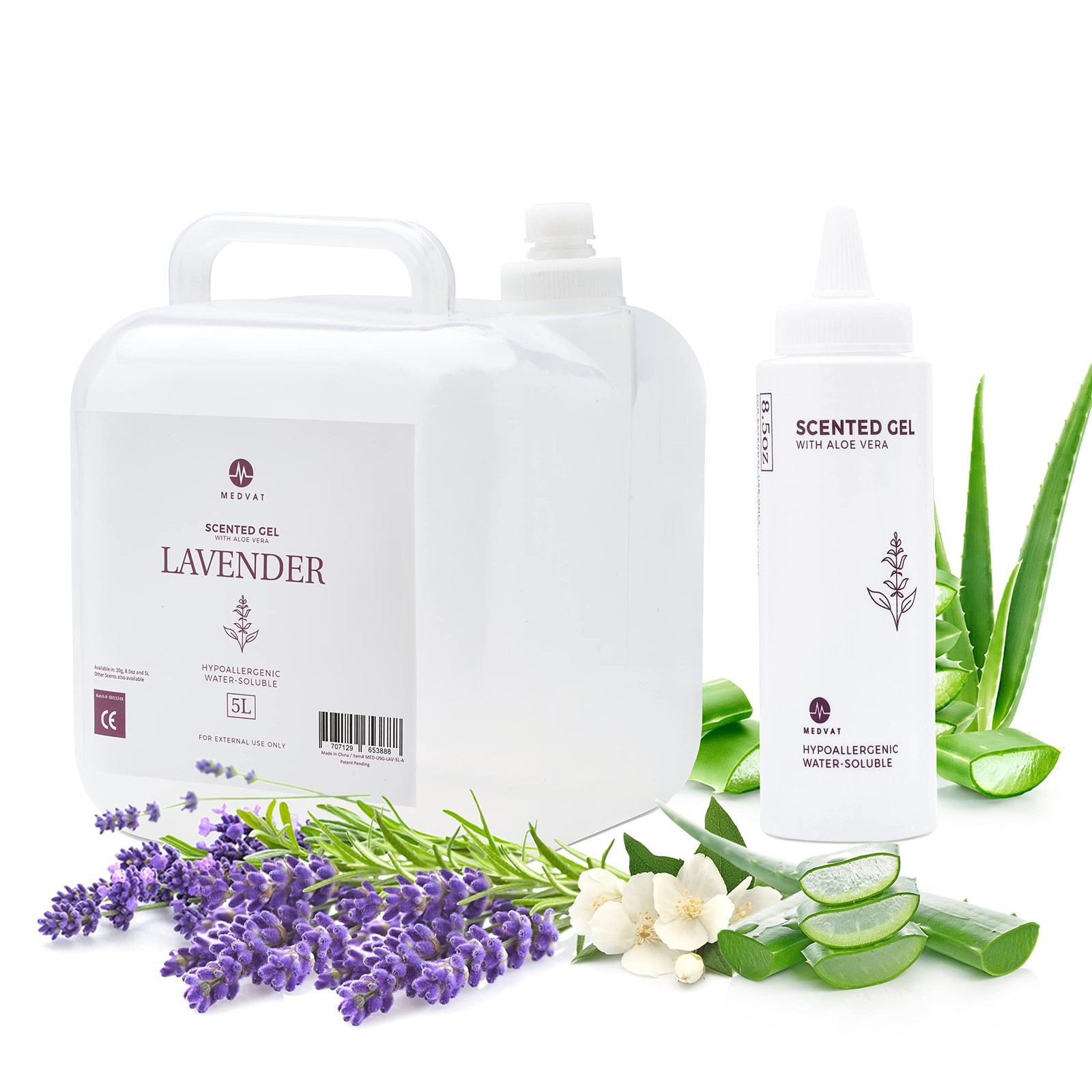 Aloe Vera Conductive Gel – Lavender Scent, Non-Irritating, 5L + 8.5oz Bottle