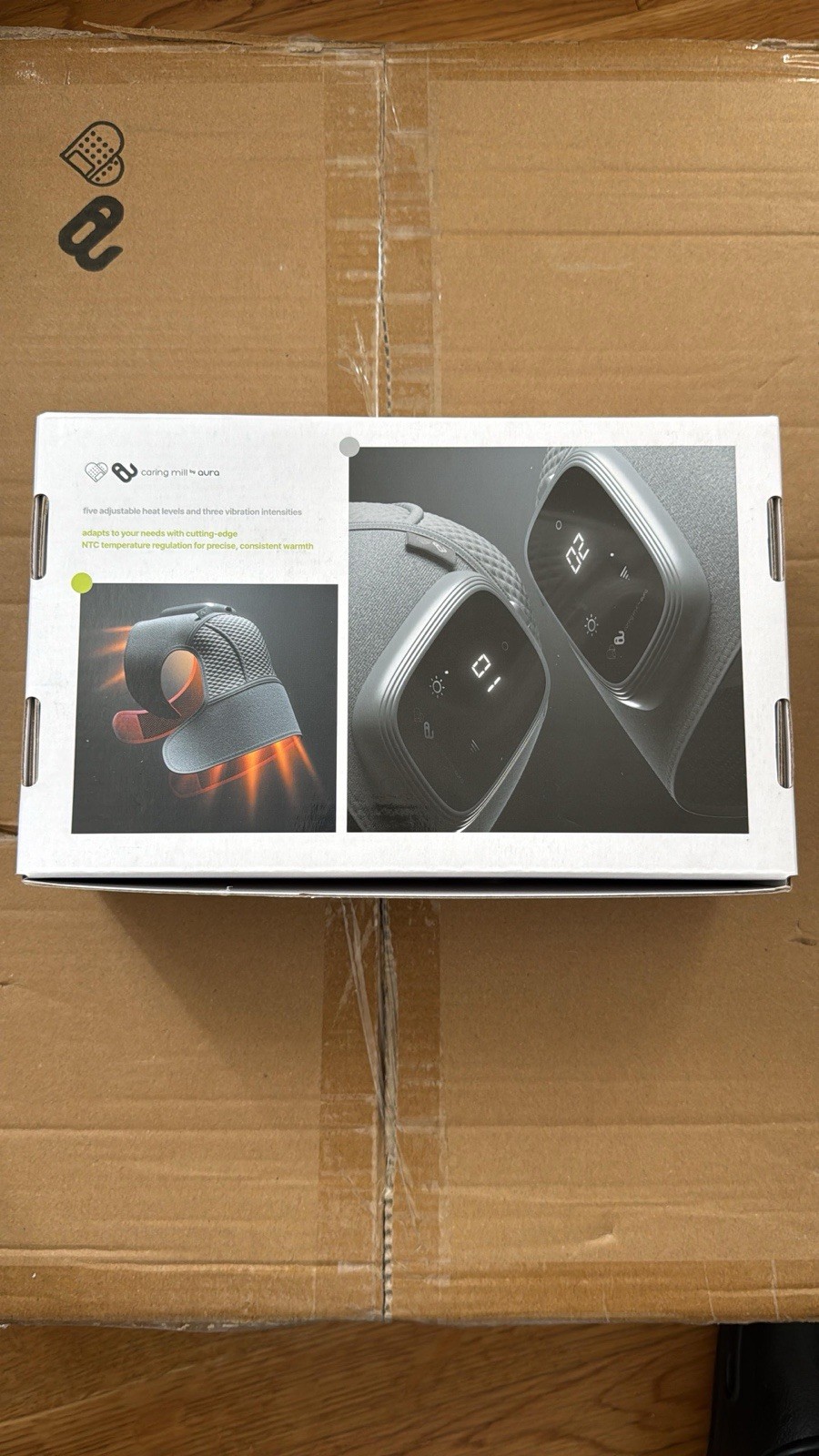 Caring Mill by Aura KW40 Knee Massager Heat Setting Vibrating Gray
