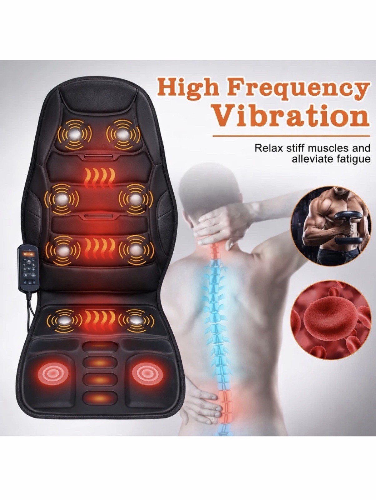 Massage Seat Cushion With Heated Back Neck Body Massager Chair For Home Office