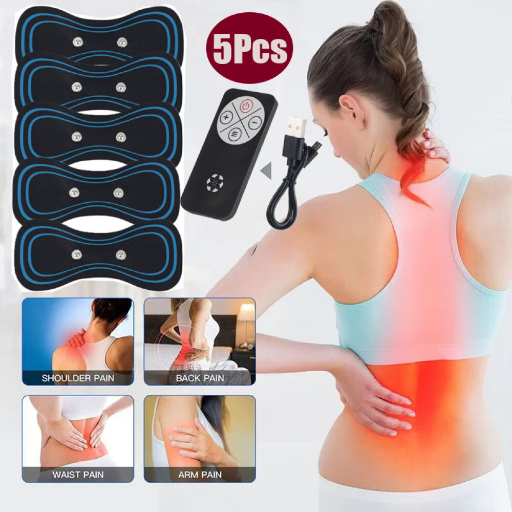 5Pcs Portable Mini Electric Neck Back Massager Cervical Massage Patch Stimulator