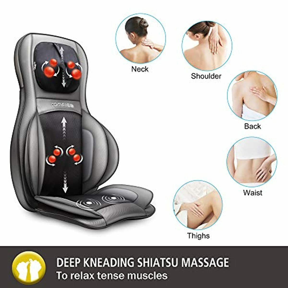 Comfier Shiatsu Neck & Back Massager – 2D/3D Kneading Full Back Massager with