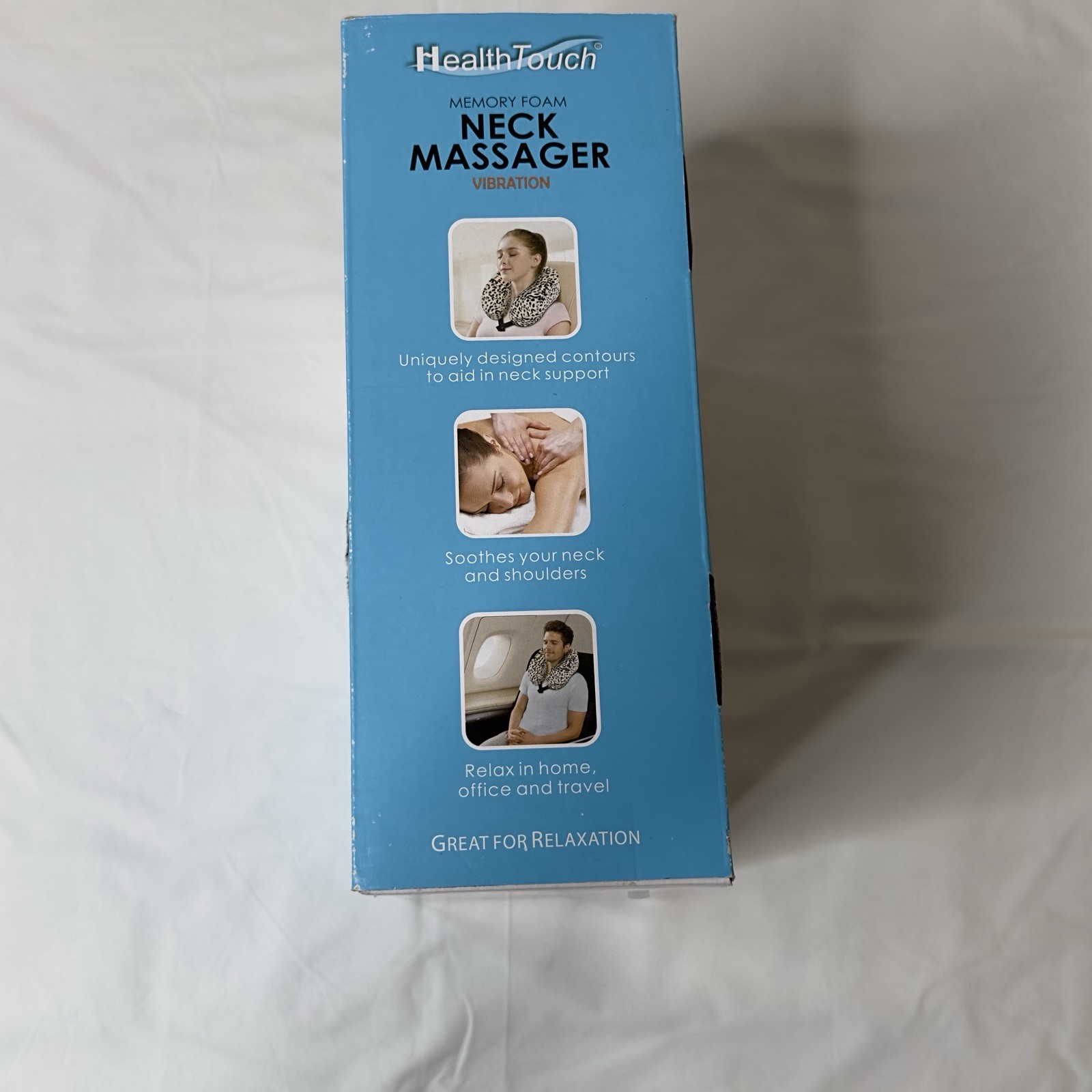 Health Touch Memory Foam Neck Massager Vibration Travel Pillow Cheetah Print 12