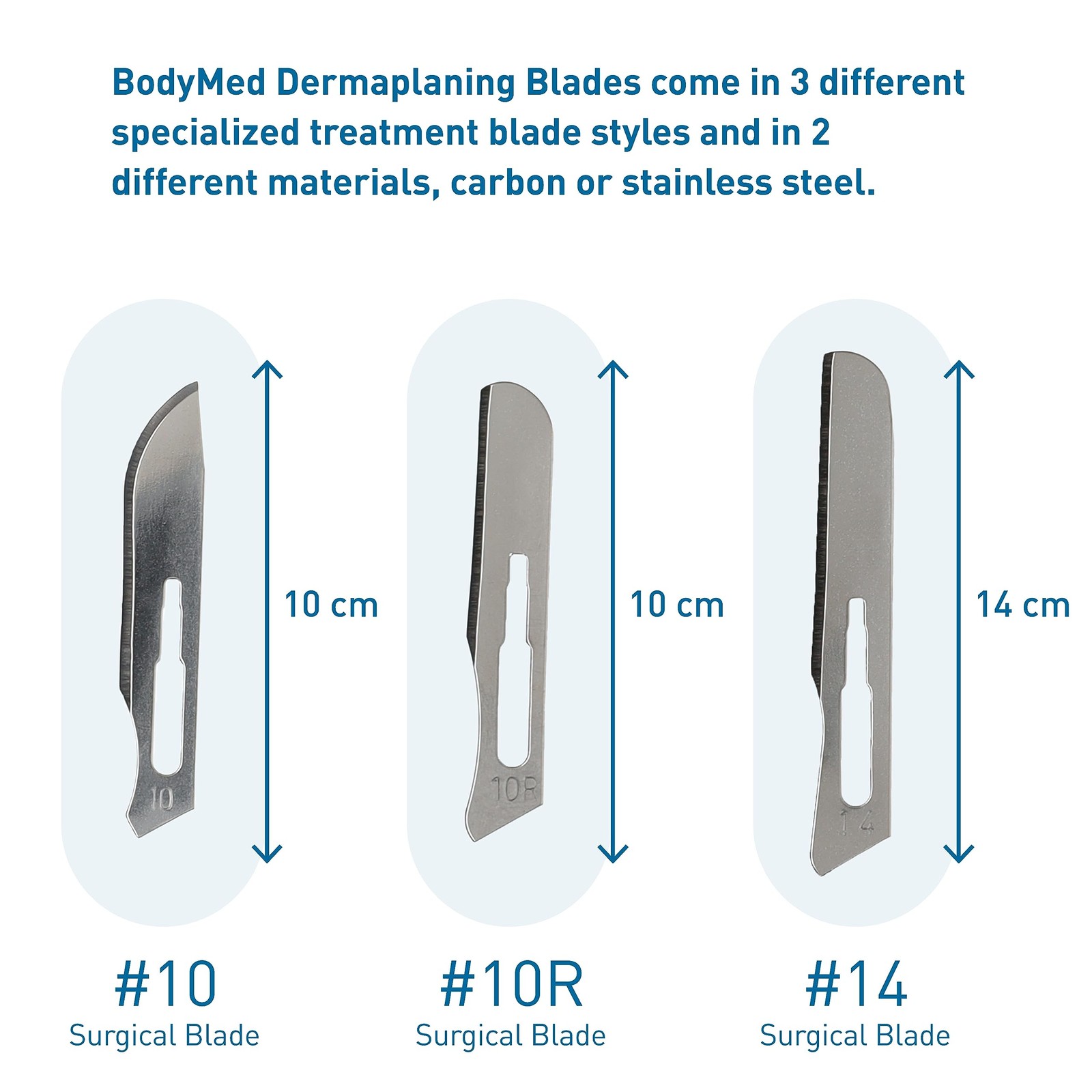 BodyMed Dermaplaning Blades #10R in Stainless Steel, 100 PCS Disposable, Ind…