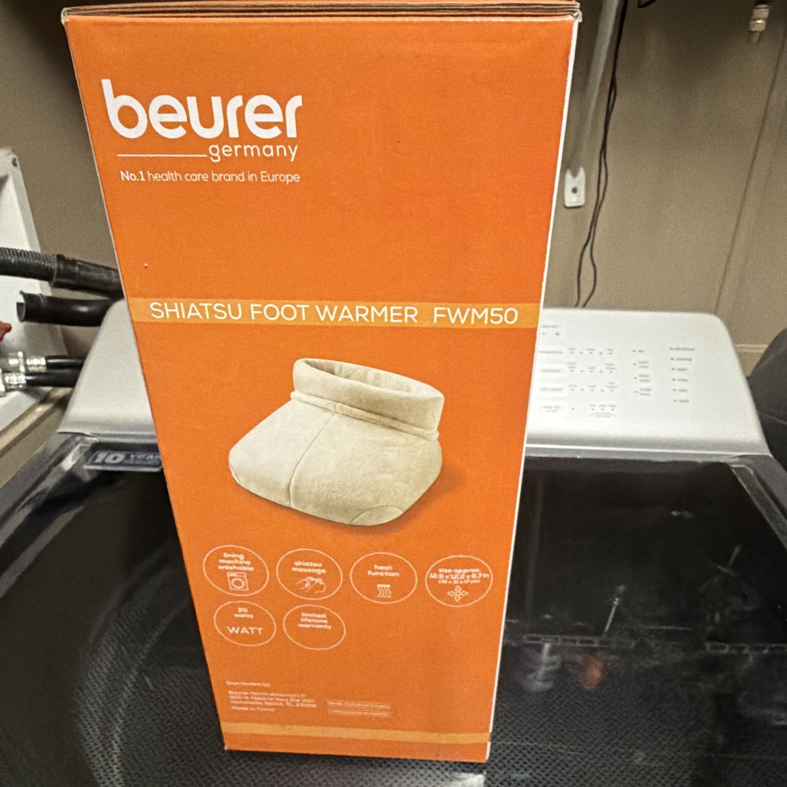 Beurer FWM50 Shiatsu Heated Foot Warmer, Beige Fleece, Auto Shut-Off