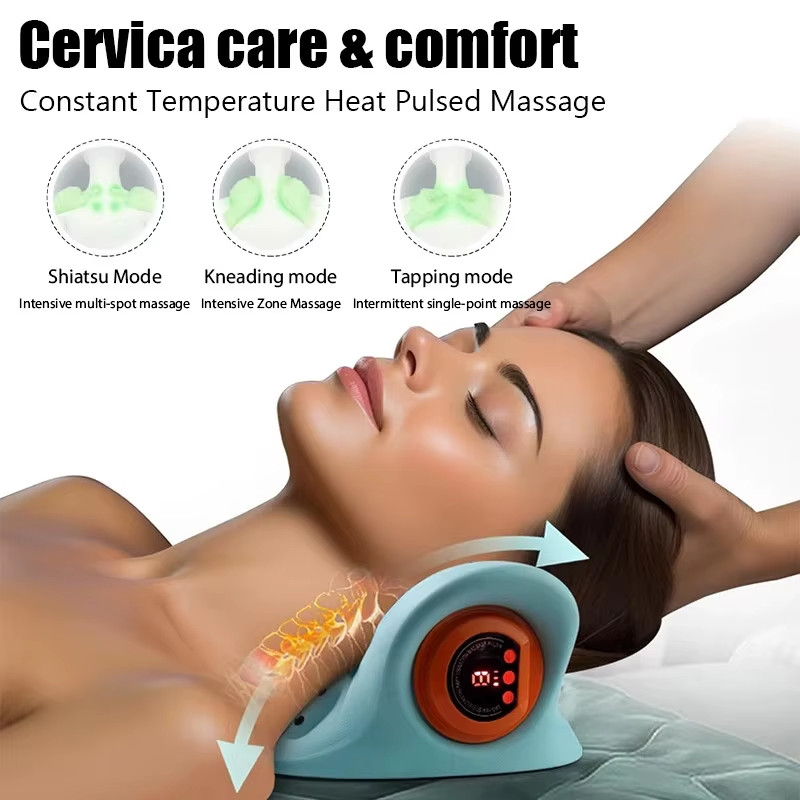 Ergonomic Electric Neck Traction Massager with Vibration and Kneading Features