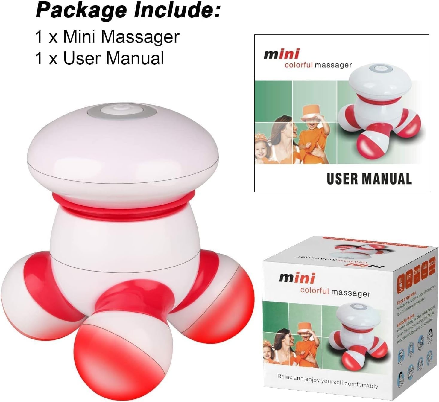 Portable Mini Vibrating Massager with LED Light for Pain Relief and Relaxation