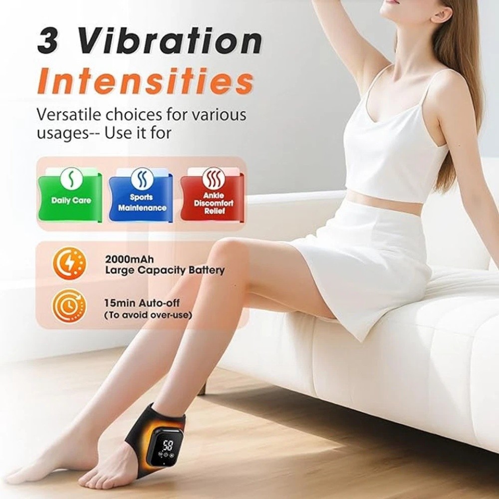 Foot Ankle Massager 3-Speed Vibration Infrared Hot Compress Therapy Pain Relief