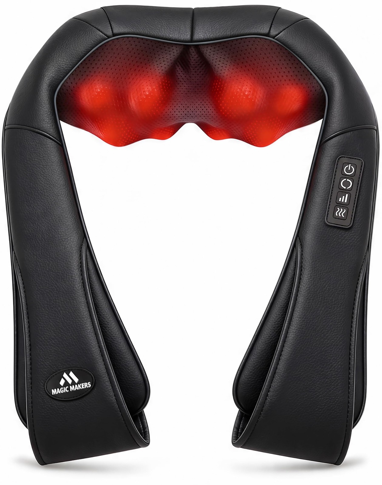 Neck Massager for Pain Relief Deep Tissue with Heat – Shiatsu Black Leather