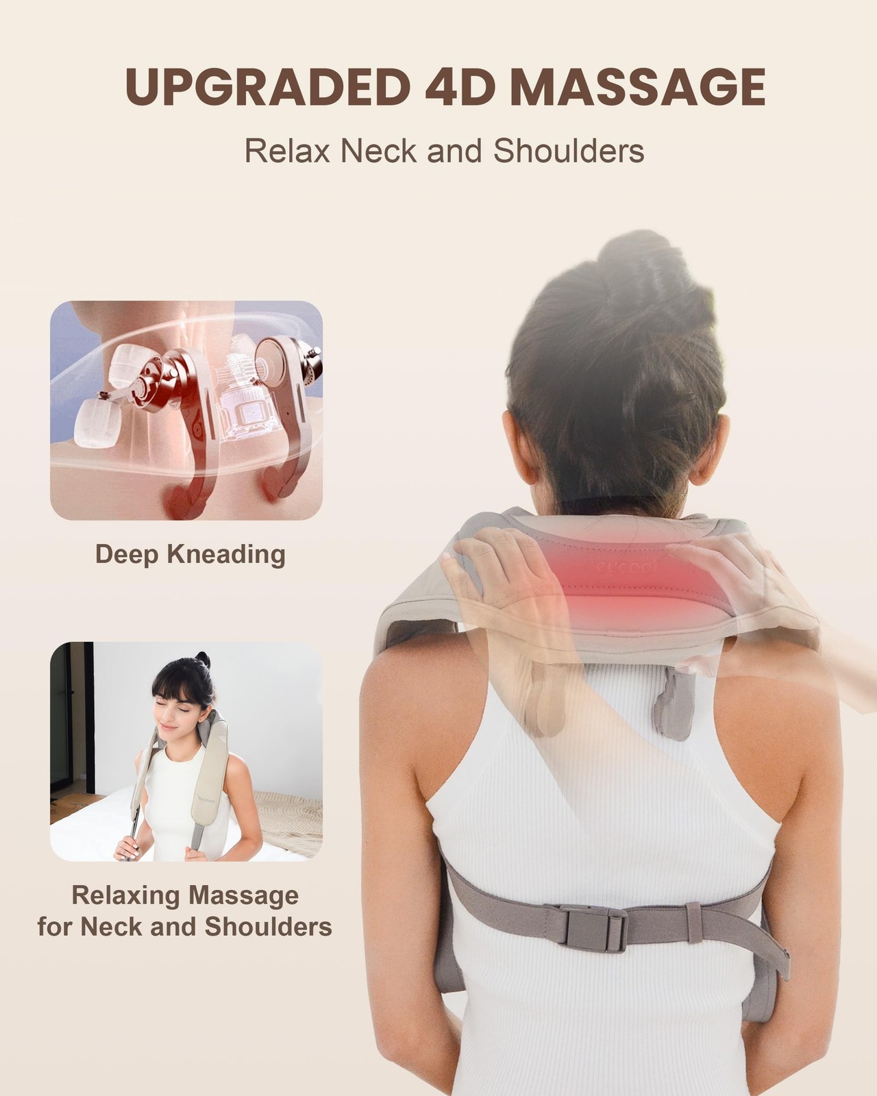 Heycool Cordless Neck Massager with Heat, FSA Eligible HSA 4D Deep Kneading N…