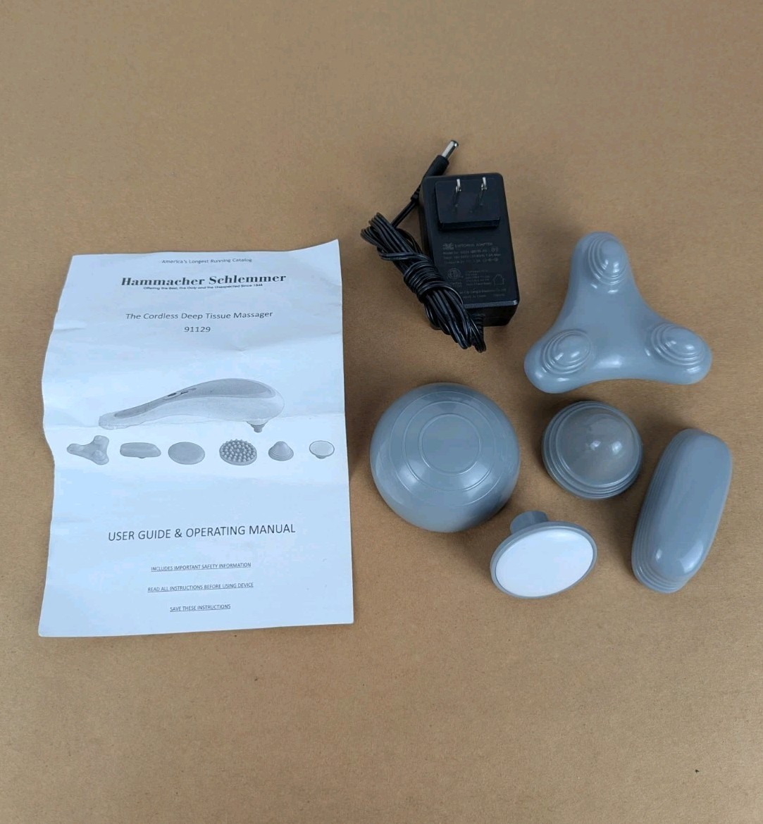 Hammacher Schlemmer Cordless Deep Tissue Massager Accessories & Power Cord