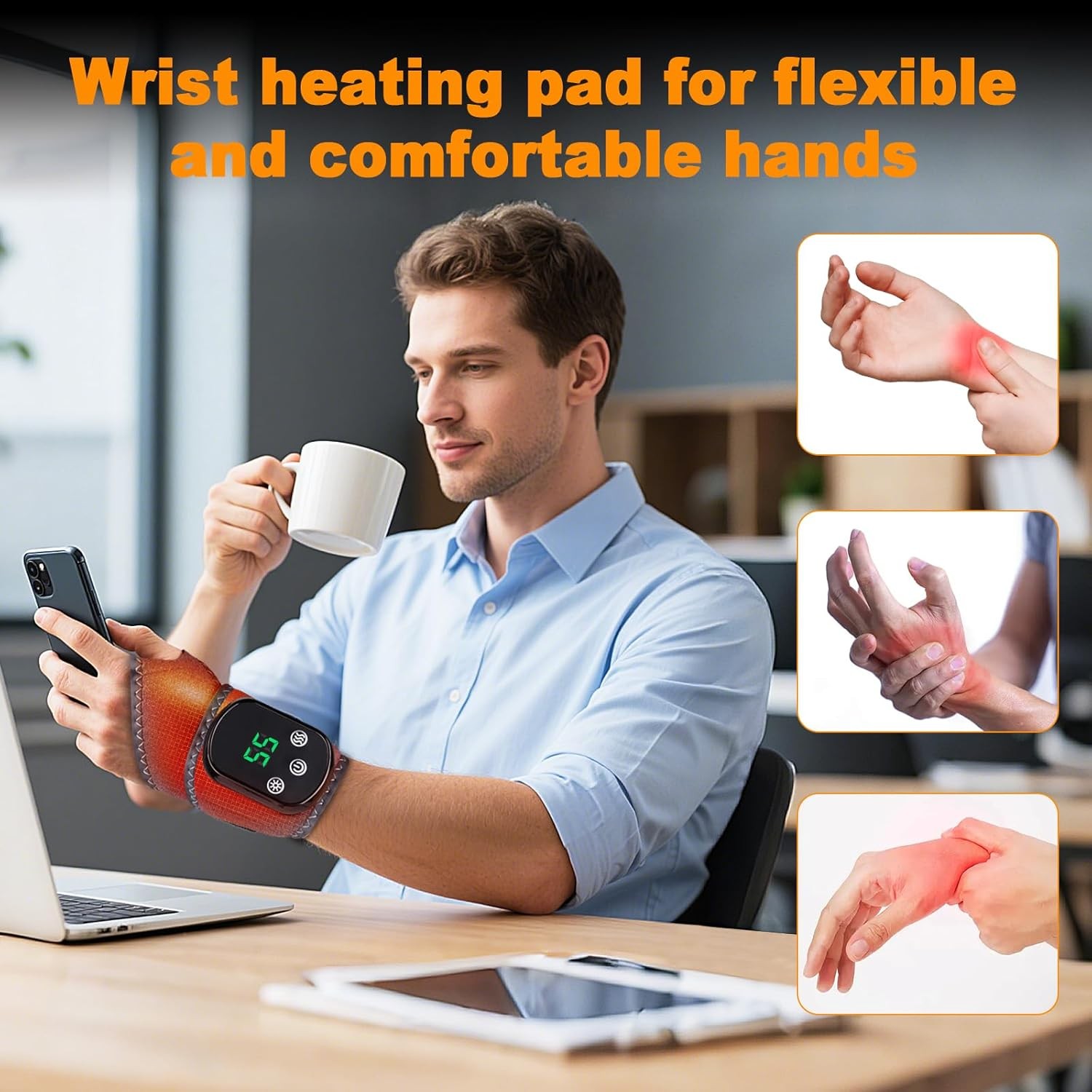 Cordless Foot Ankle Massager Wrist Hand Brace Heating Vibration for Pain Relief