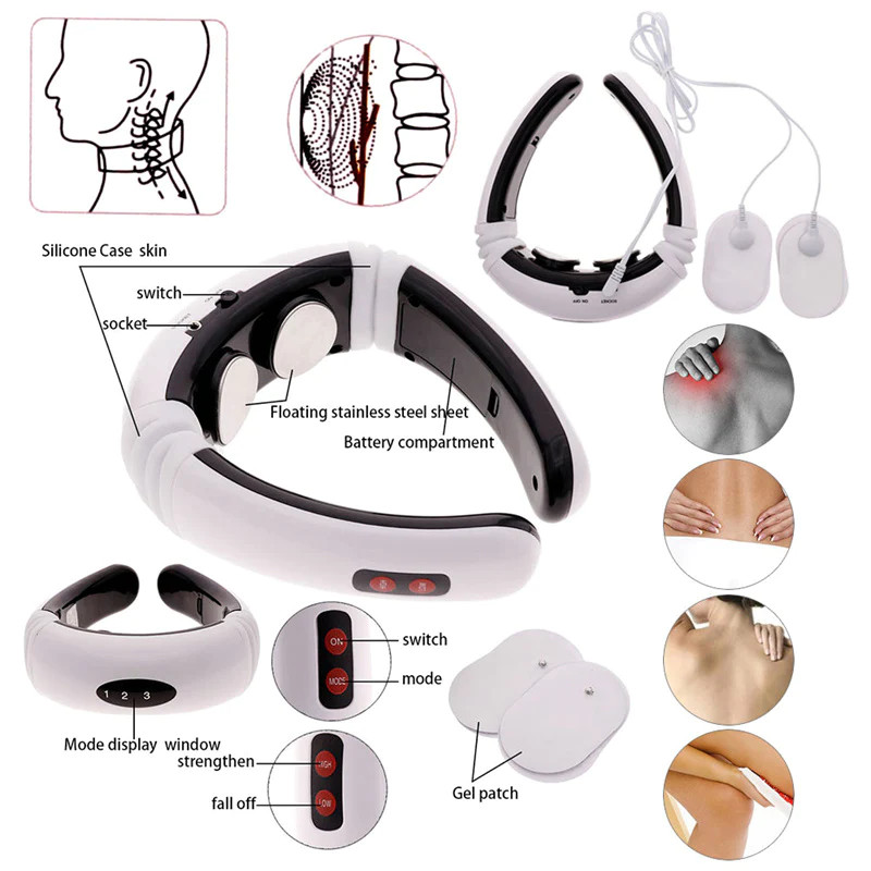 Electric Cervical Neck Massager Pulse Muscle Relaxer Magnetic Therapy Pain Relie