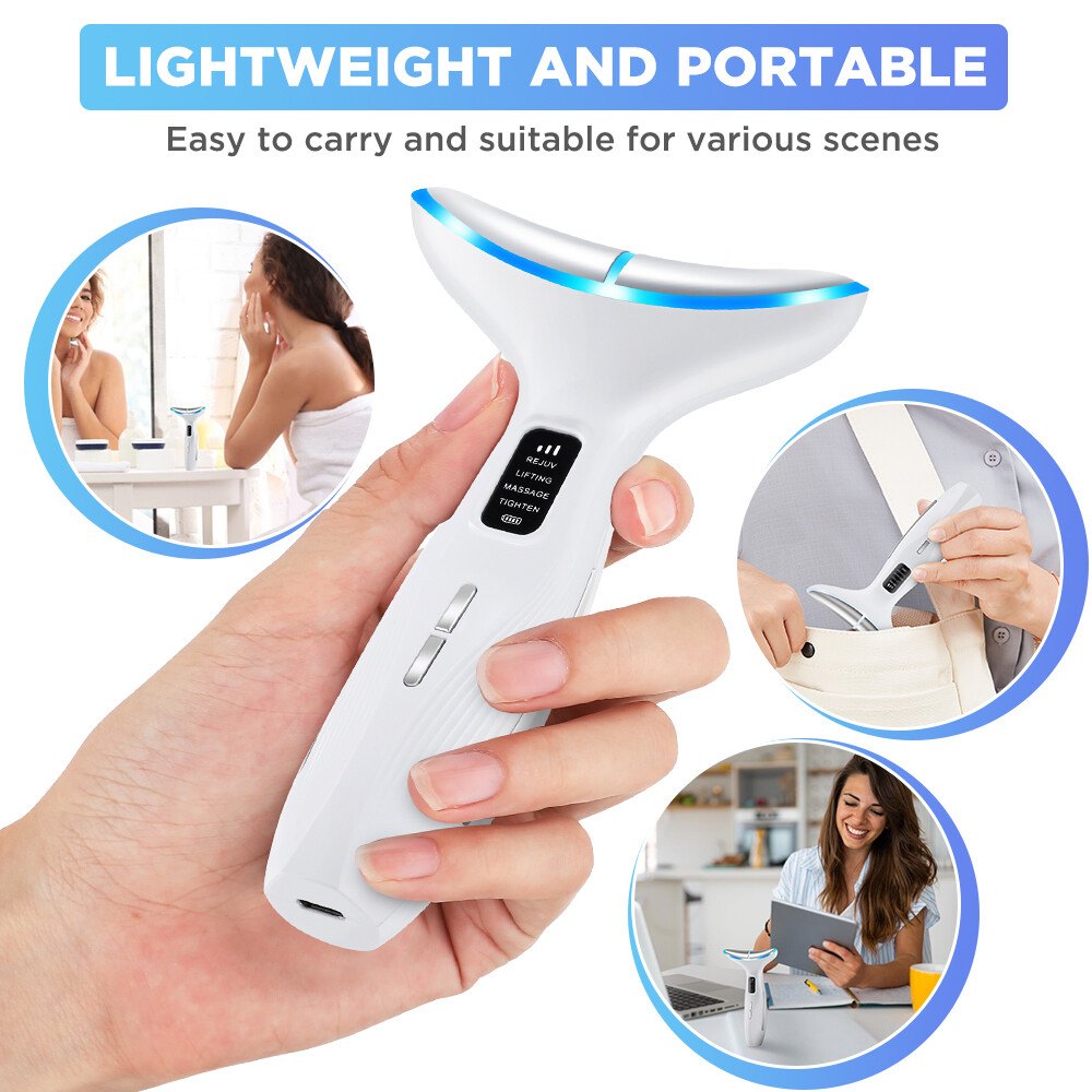 Microcurrent Facial & Neck Massager 3 Modes,Light Therapy, 45°C Constant Heat