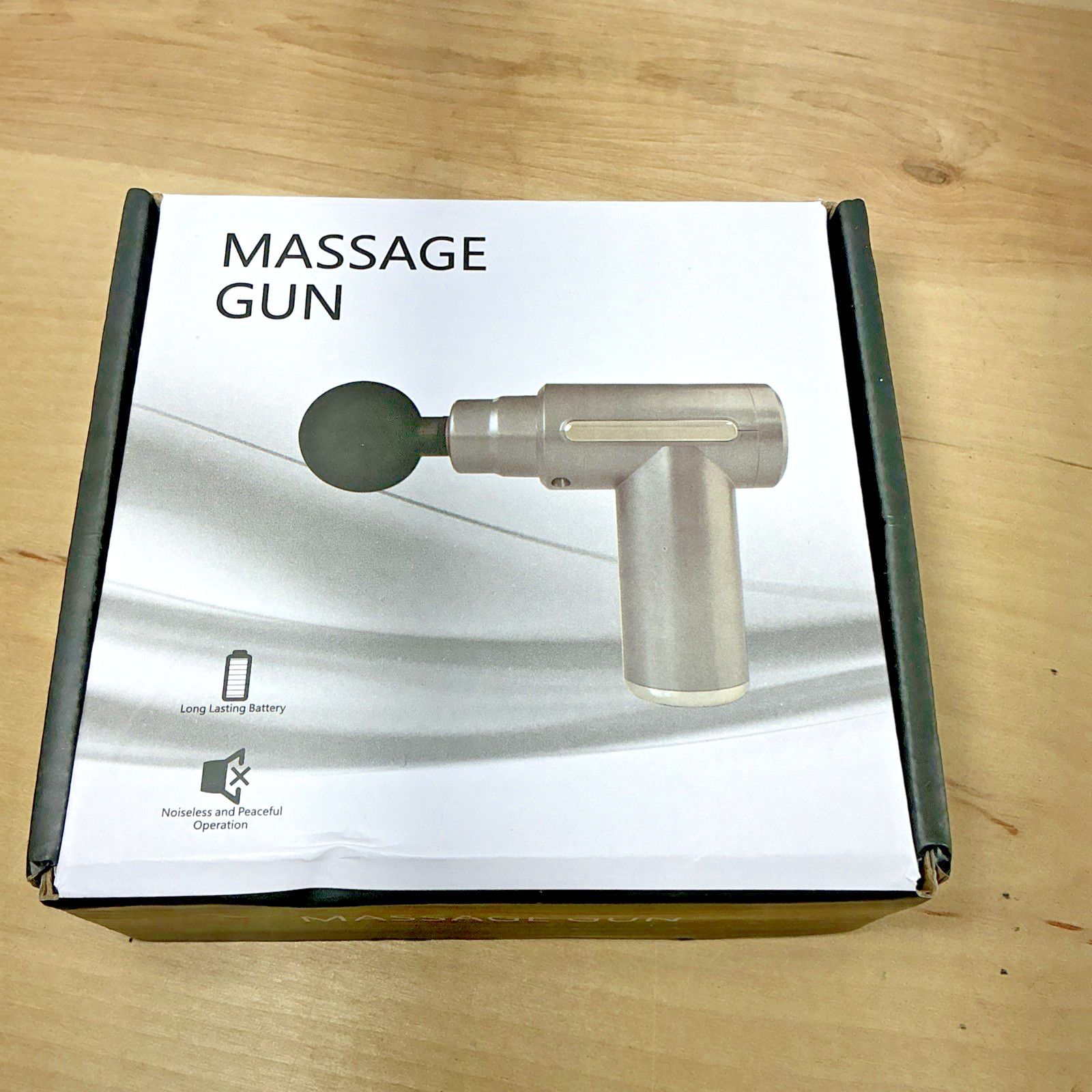 Percussion Massage Gun Cordless Handheld Rechargeable 4 Heads USB-C Black