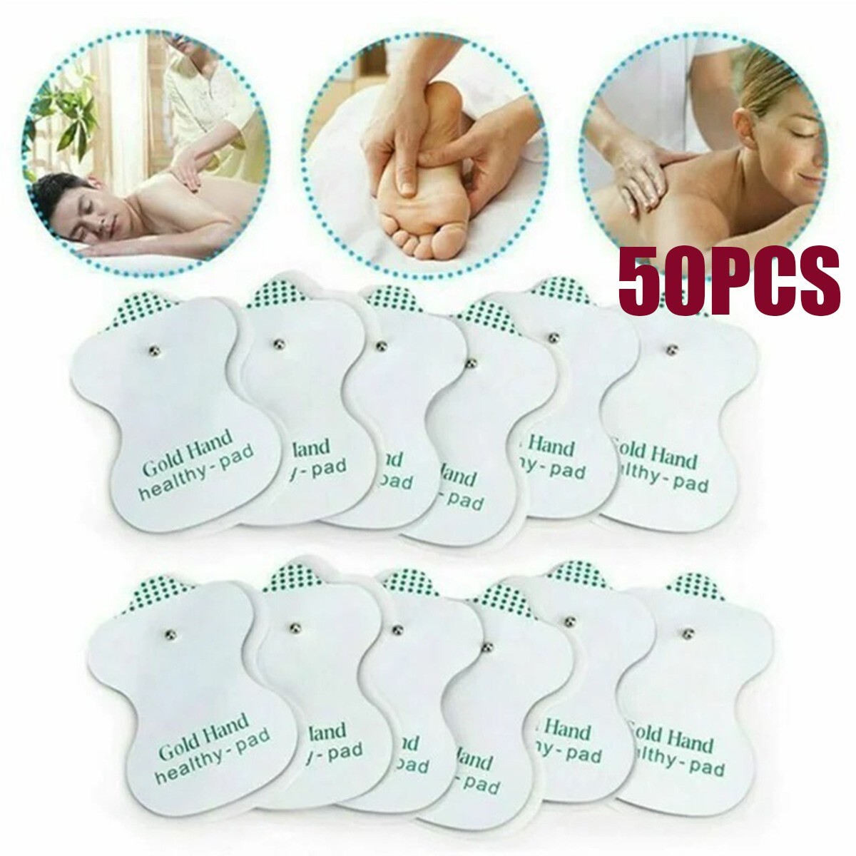 50PCS Snap On Replacement Pads TENS Unit For Massager & Electrode Pads
