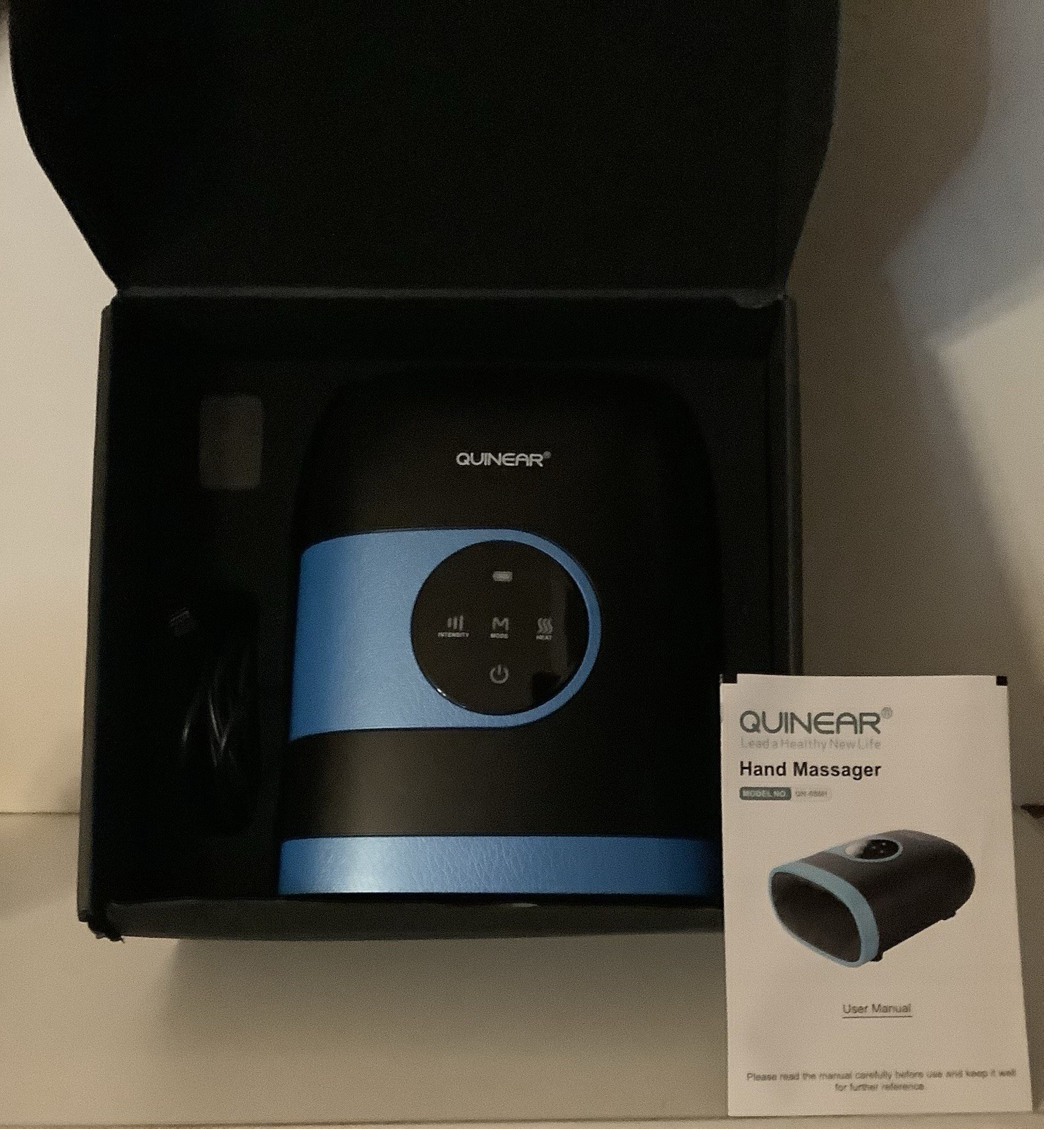 Quinear Hand Massager Cordless with Heat and Compression QN-086H Blue