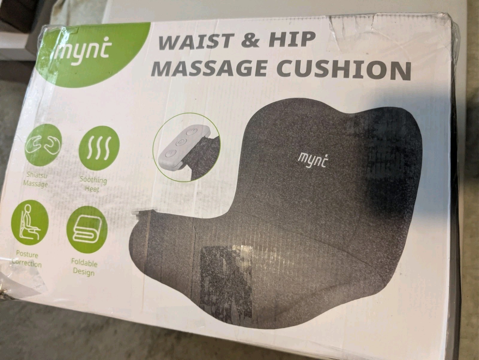MYNT Waist & Hip Massage Cushion Lower Back Massager Seat w/ Heat Shiatsu