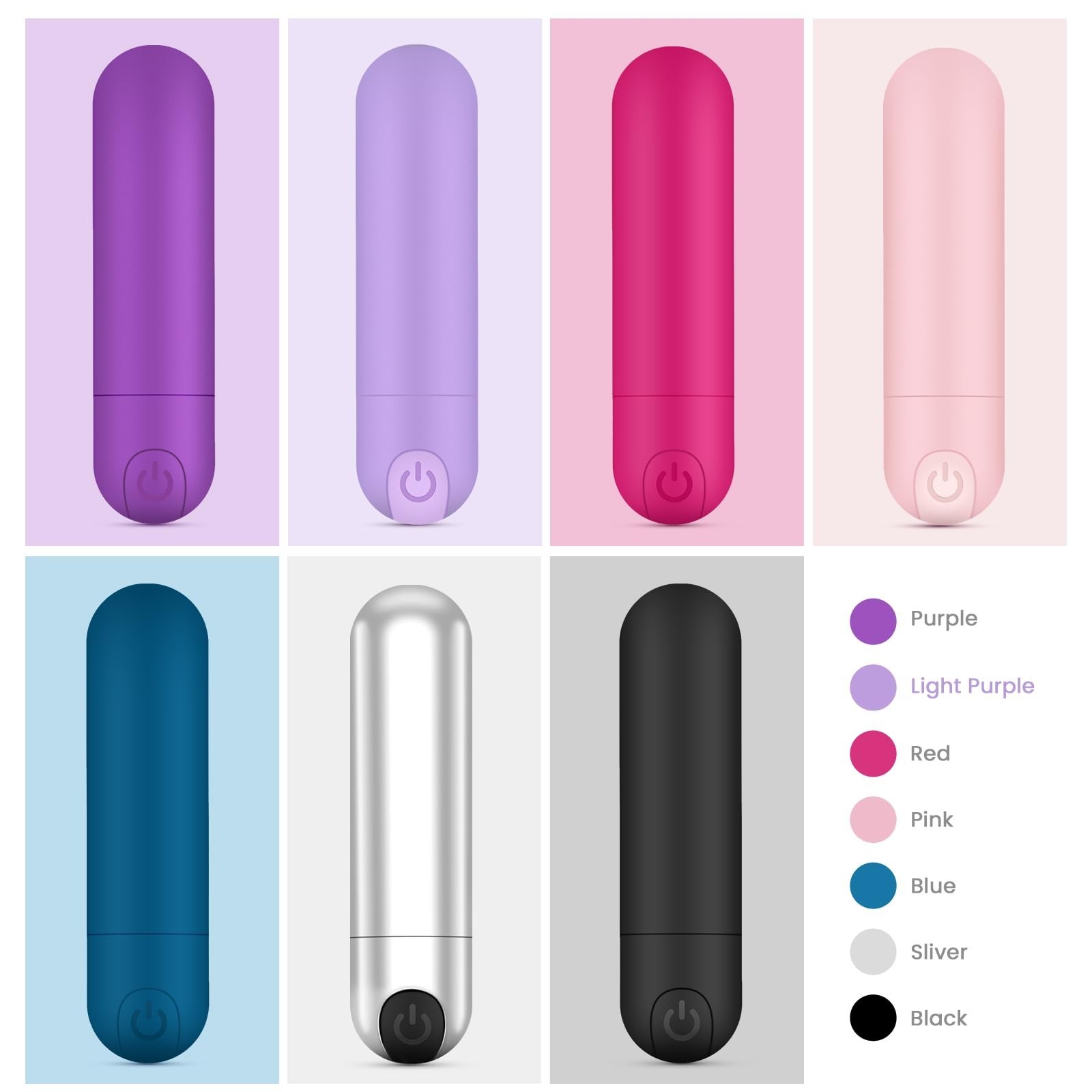 Waterproof Mini Massager, Rechargeable with 10 Vibration Settings, Light Purple