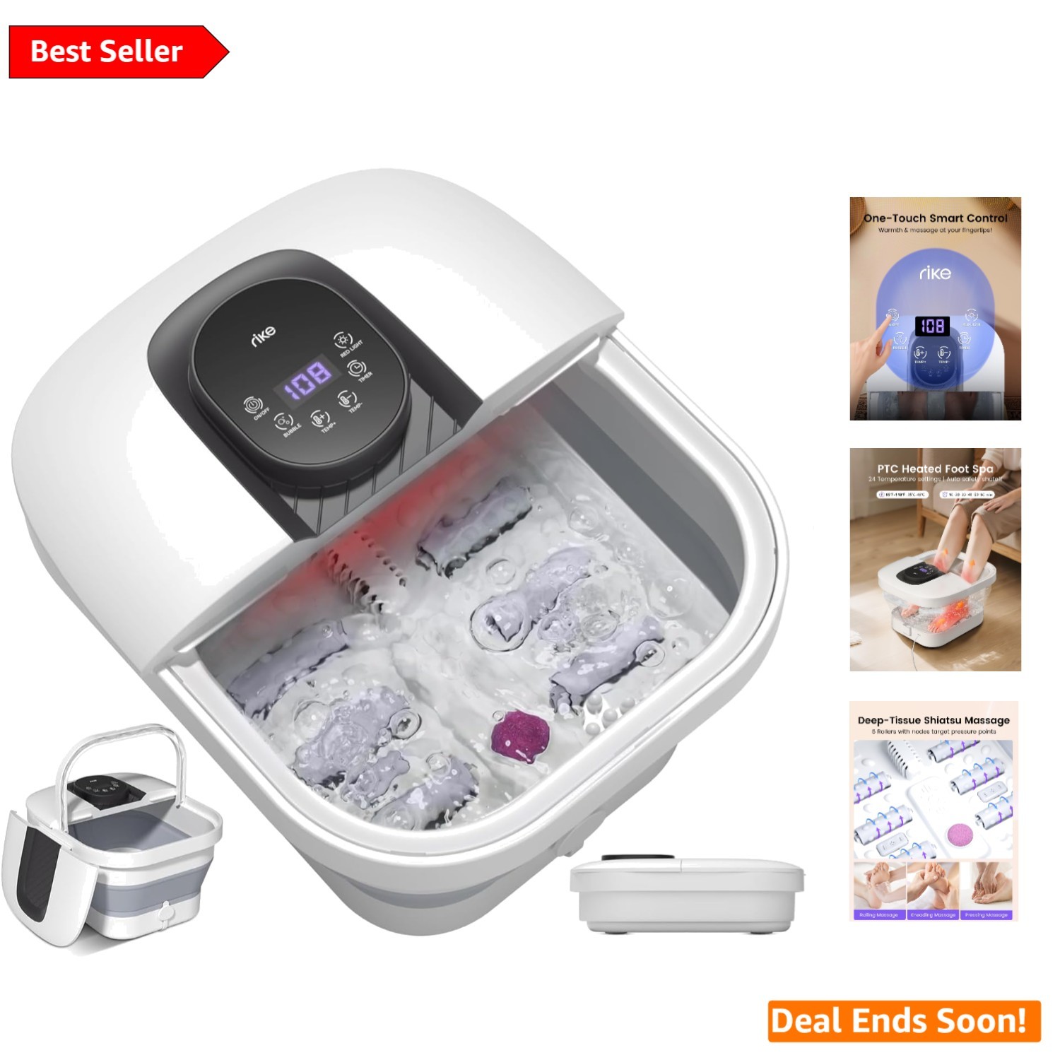 Luxury Collapsible Foot Spa with Fast PTC Heating & Digital Touch Control