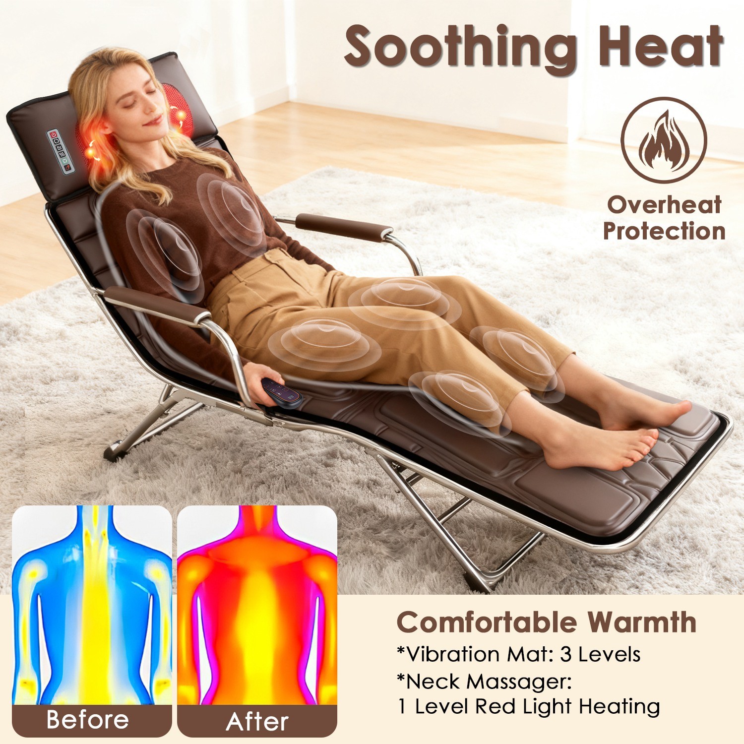 PU Leather Full Body Massage Mat Complete with Shiatsu for Reclining Chair