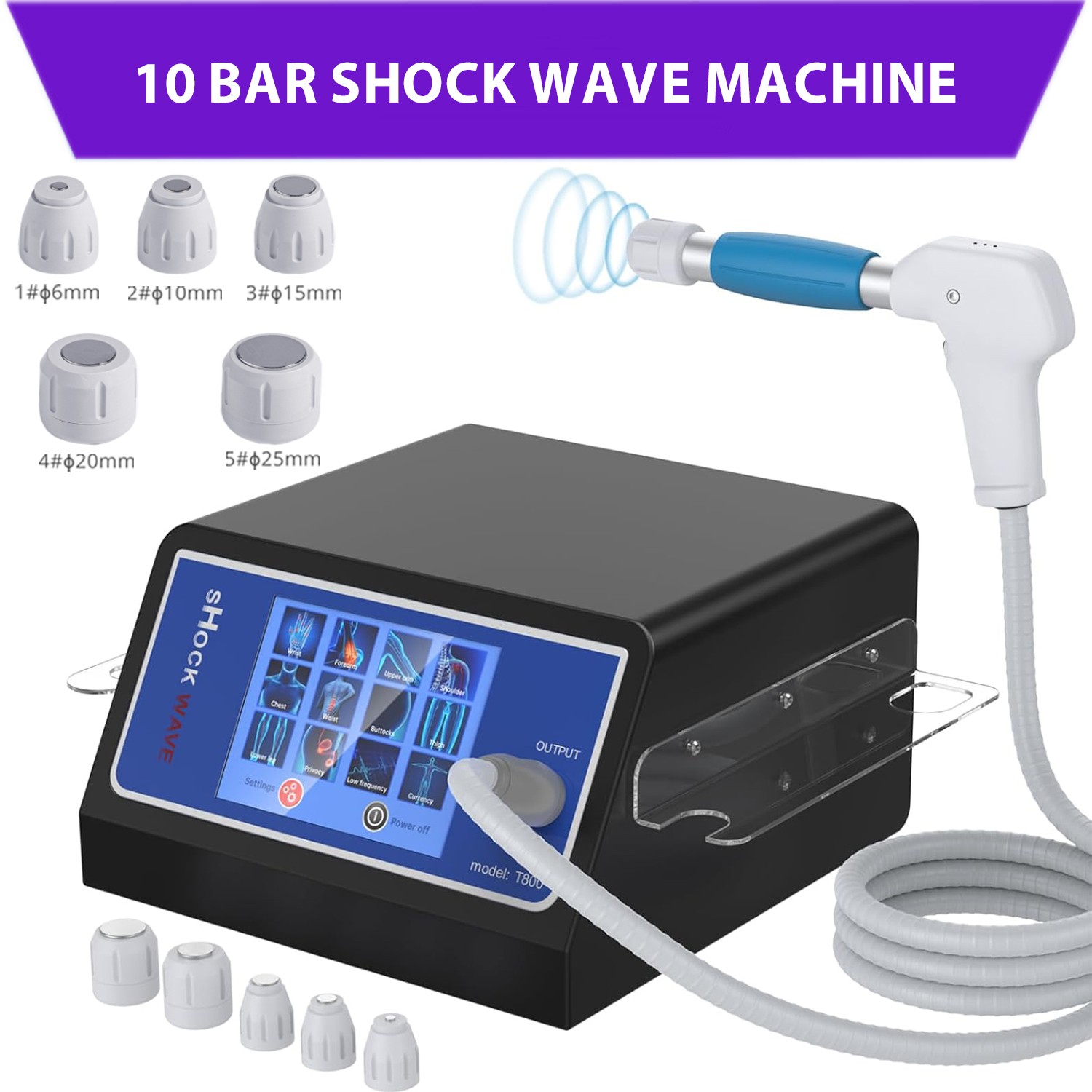 8/10 Bar ESWT Pneumatic ED Shockwave Therapy Machine for Pain Relief Equipment