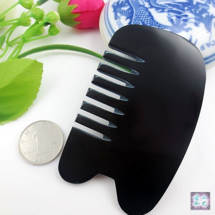 Natural Comb Gua Sha tools Black Buffalo Horn GuaSha Message Tool FreeShipping