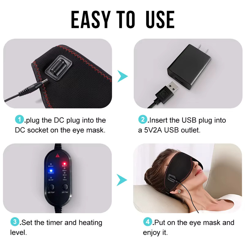 Portable Electric Heated Eye Massager USB-Powered Winter Warm Eye Mask Dry